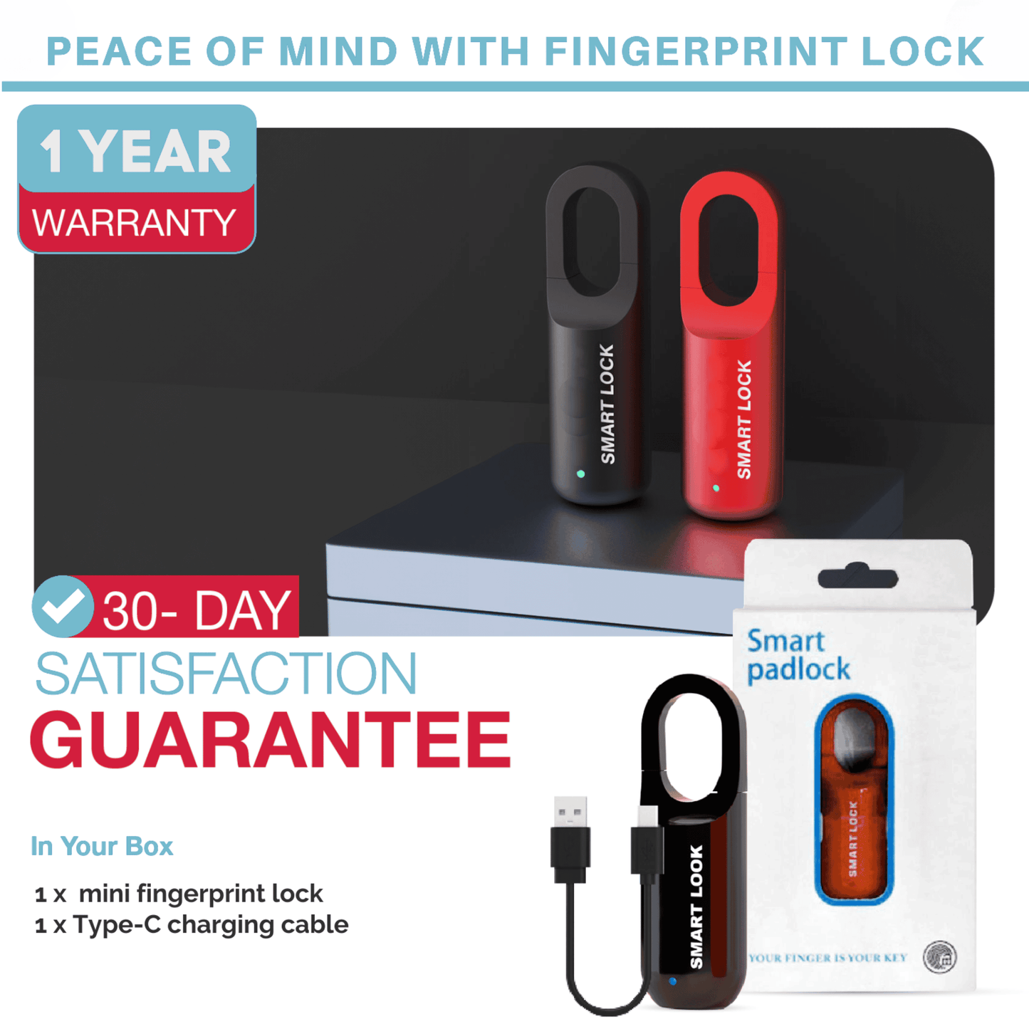 TechVixa™ TouchLock Pro – Fingerprint Smart Padlock