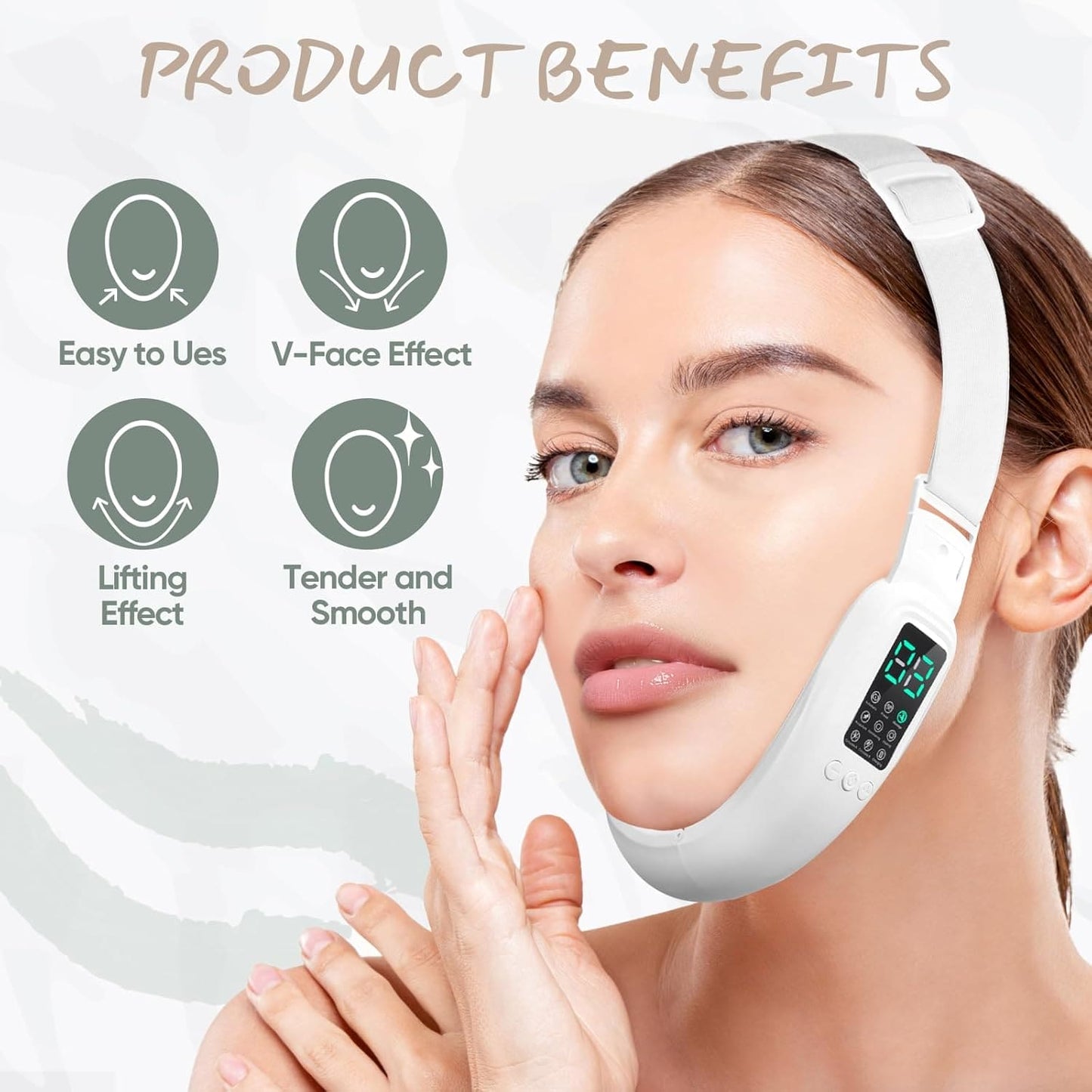 TechVixa™ Cteart V-Face Sculptor – EMS & LED Facial Lifting Belt