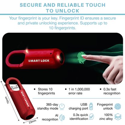 TechVixa™ TouchLock Pro – Fingerprint Smart Padlock